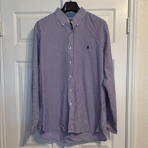 Ralph Lauren Purple and White Striped Casual Shirt